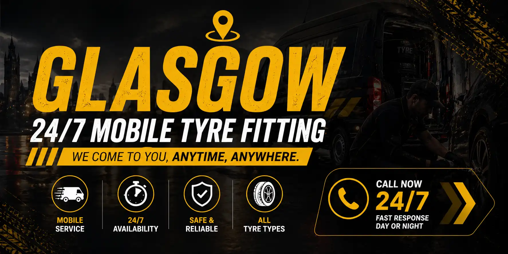 Mobile tyre fitting service in Glasgow