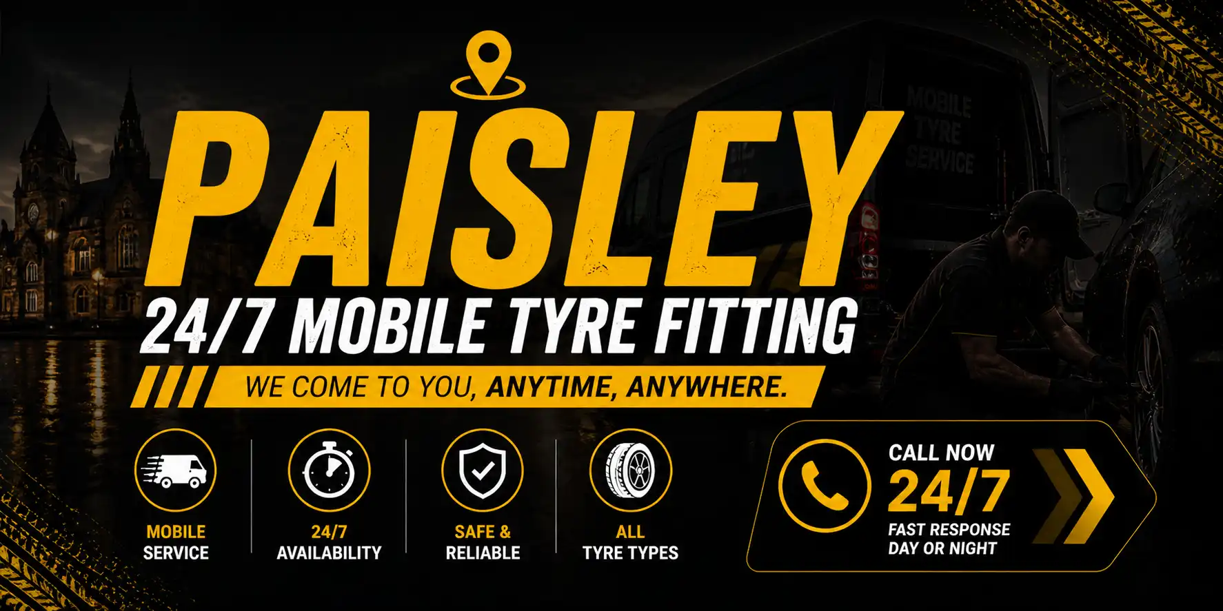 Mobile tyre fitting service in Paisley